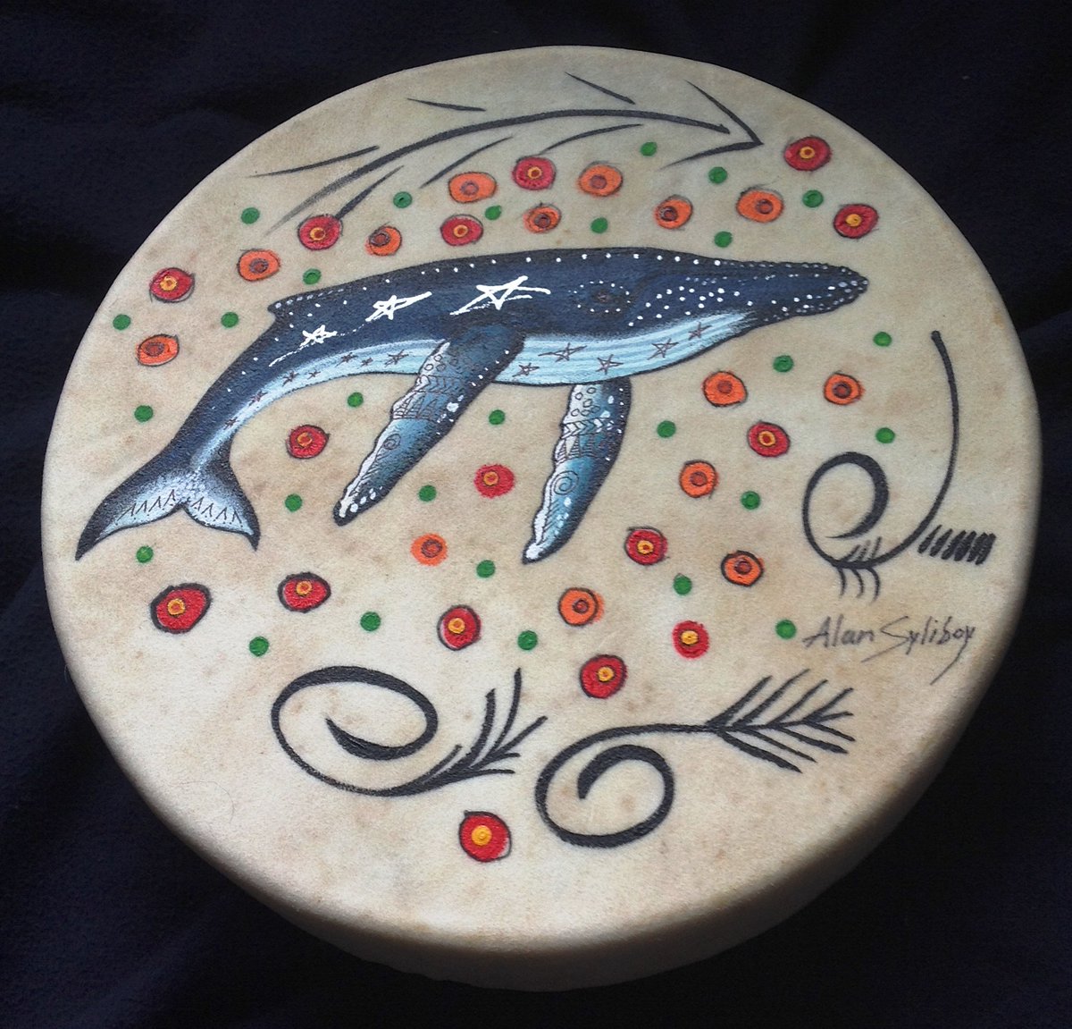The Daily Drum
Today’s drum features “The Whale”.
The Whale is known to help people in need whether we are helpless or wounded.  The whale symbolizes kindness, intelligence and compassion.
Have a Great Day!