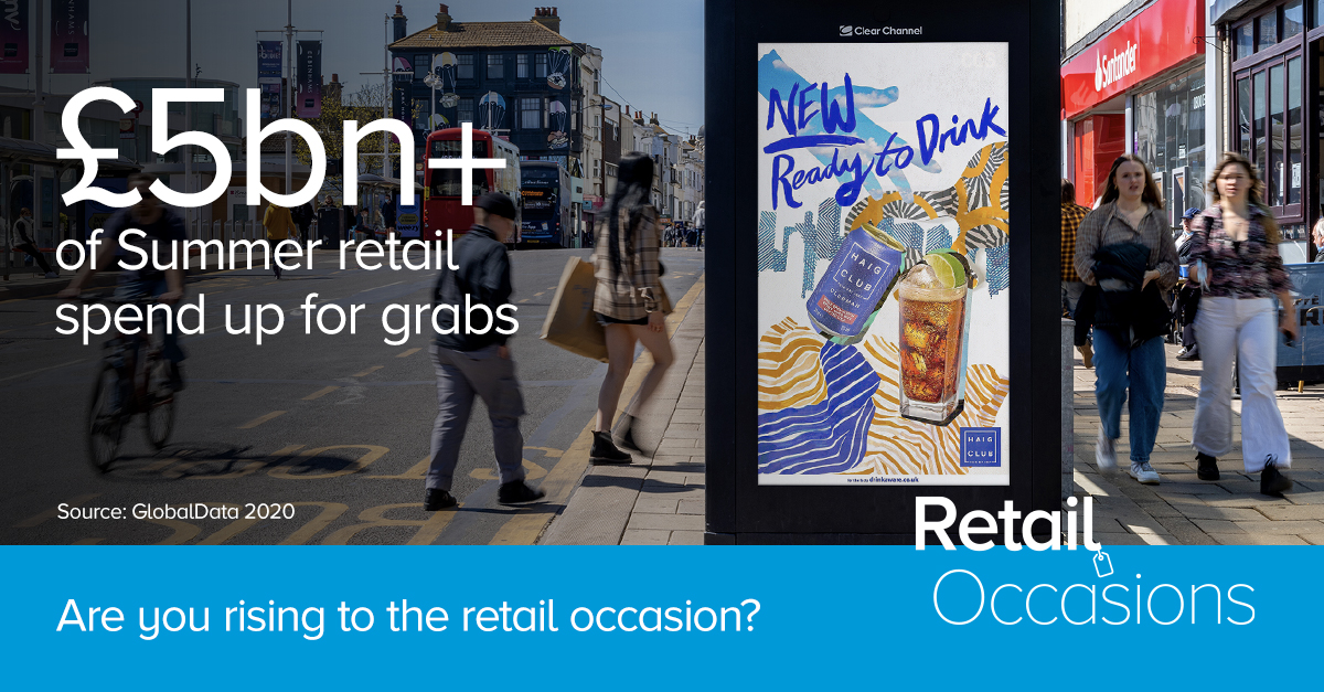 KerryCCUK's tweet photo. With summer the second largest retail occasion of the year, now's the perfect time to sharpen those marketing &amp; media plans to capture consumers’ excitement for the comeback of experiences, entertainment, sport, fashion &amp; travel! ☀️ https://t.co/h9oLb84238 #OOH @clearchanneluk https://t.co/gKCfwLRZSu