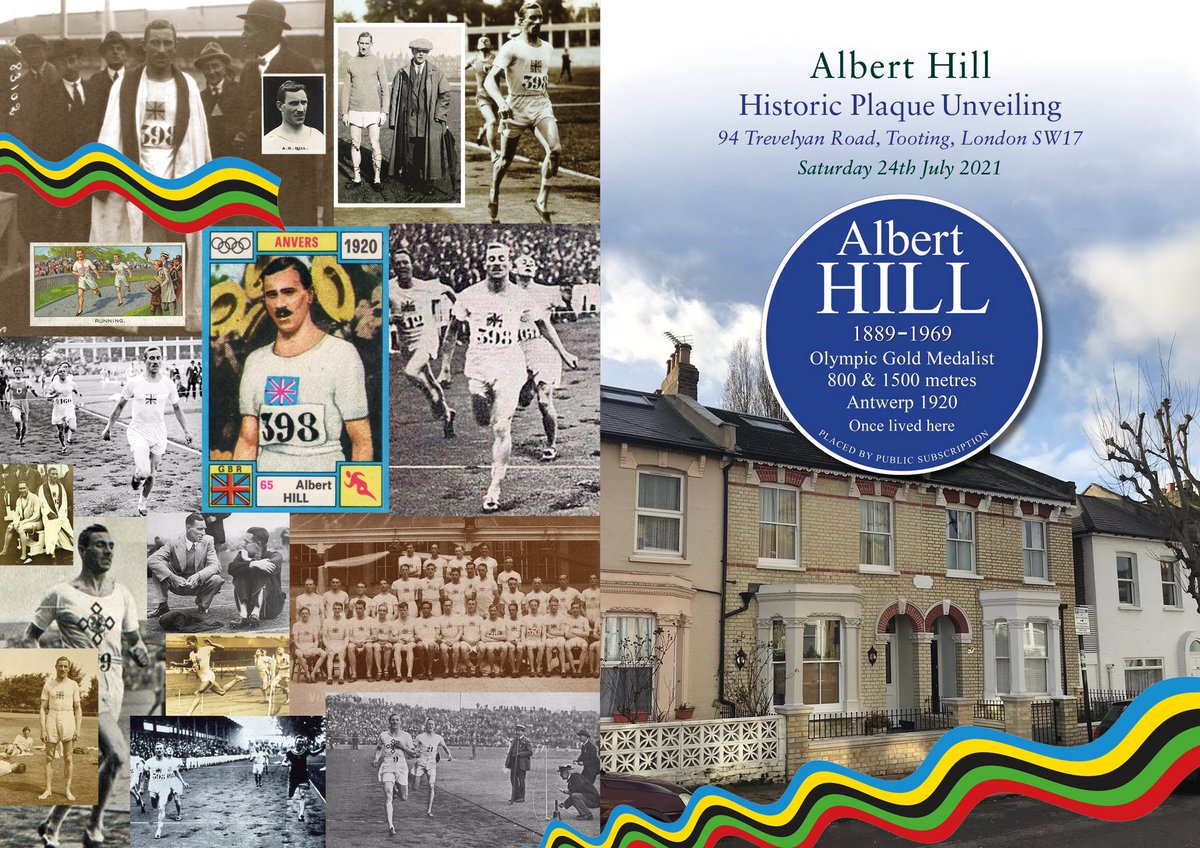 Get ready to salute #Tooting 800m &amp; 1500m #Olympic hero Albert Hill who brought back two gold medals from the Antwerp Games, 101 years ago  THANKS TO EVERYBODY who donated to acknowledge this achievement with a historic blue plaque on his family home in Trevelyan Road!