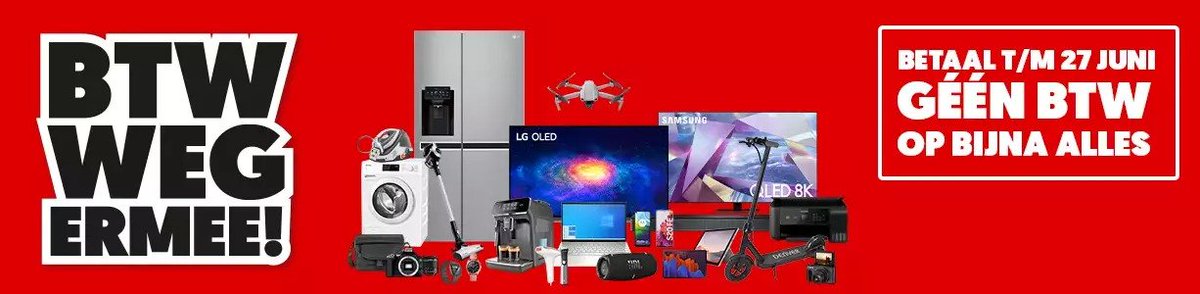 TechTimeNL's tweet image. De MediaMarkt 'BTW Weg Ermee!' dagen zijn weer begonnen! Zit er iets voor jou tussen? 😏
bit.ly/3wWLJIH