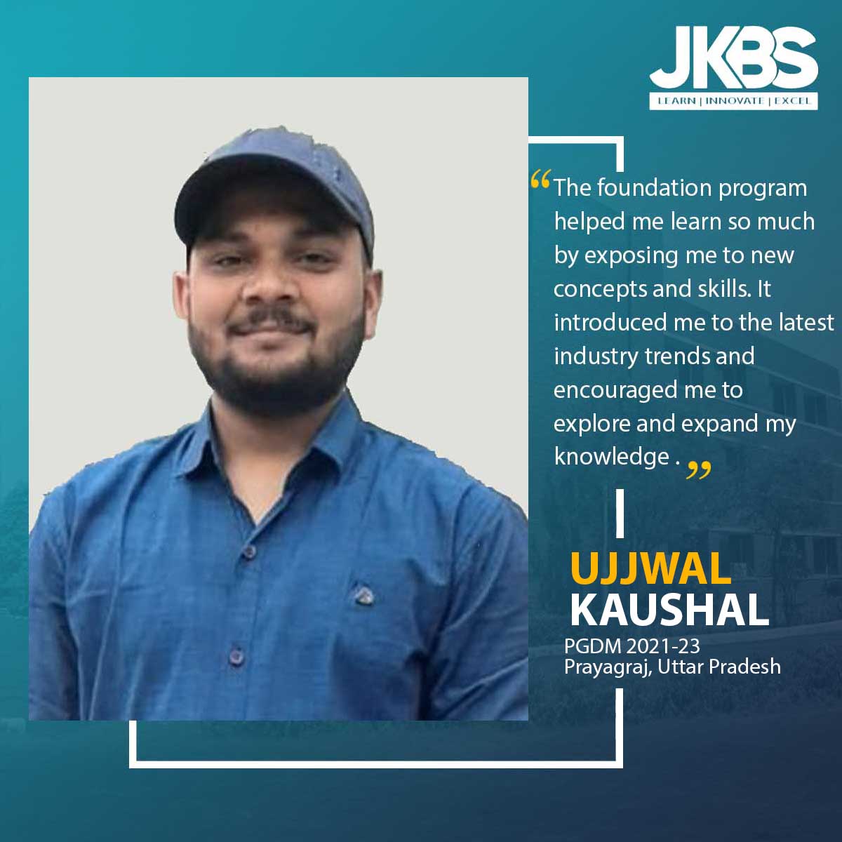 JKBSGurgaon's tweet image. Surbi Singh and Ujjwal Kaushal (PGDM 2021-23) share how the #FoundationProgram at #JKBS introduced them to valuable #managementconcepts and exposed them to the latest #industrytrends .

#JKBusinessSchool #JKBSTriEdge #Buniyaad #Industry #Orientation #Quiz #Testimonials