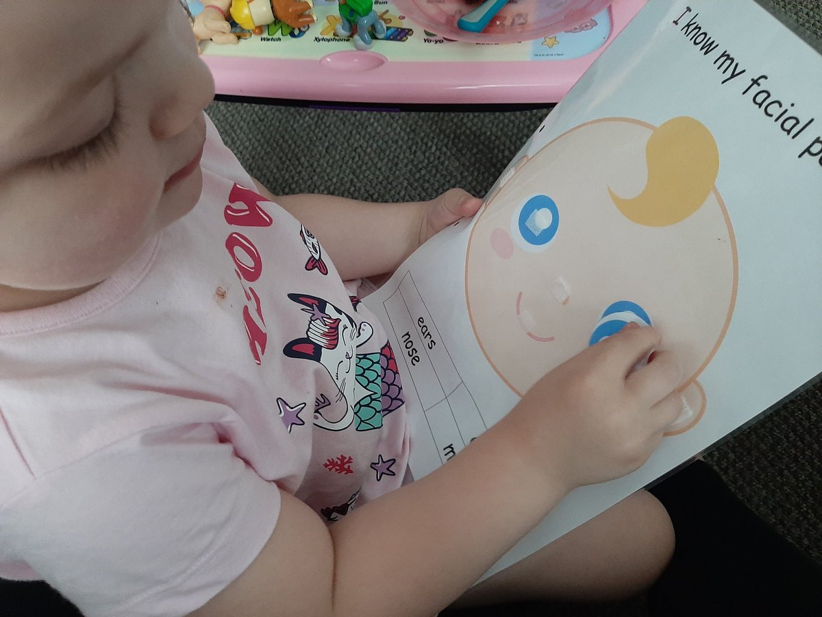 Sarahmc38882248's tweet photo. Tia been doing some learning at home this morning trying to follow the lines &amp; looking at where eyes nose mouth and ears go  @NursHolyFamily https://t.co/UFaLlxbDAD