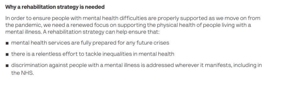 CentreforMH's tweet photo. People living with mental health difficulties need proper support as we move on from
the pandemic.
This includes a renewed focus on supporting the physical health of people living with a mental illness. (For more on this, check out @EquallyWellUK)
#MovingForwardStronger https://t.co/93VOpE4naH
