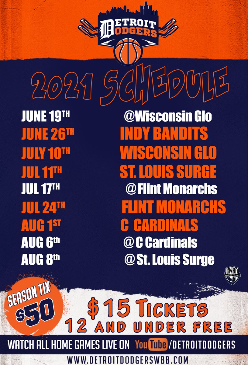 DetroitDodgers's tweet photo. 2021 DODGERS SCHEDULE https://t.co/ACh10BK10K