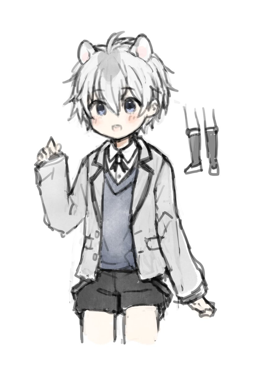 このイラストを描くにあたって制作したラフとキャラデザと没ラフです。目を閉じたのも正面のも好きだけど青い目を描きたかったので完成品の感じになりました
#博物少年 