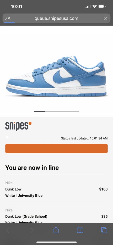 snipes nike dunk low university blue