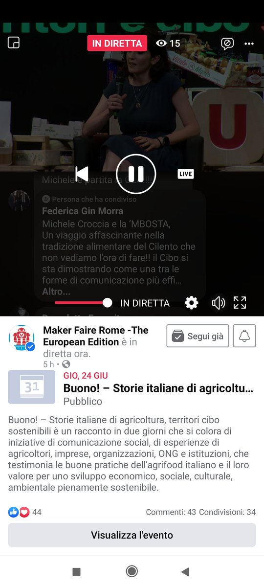 La diretta dell'evento #BuonoSostenibile è ora visibile sulla pagina FB di <a href="/MakerFaireRome/">Maker Faire Rome - The European Edition</a>