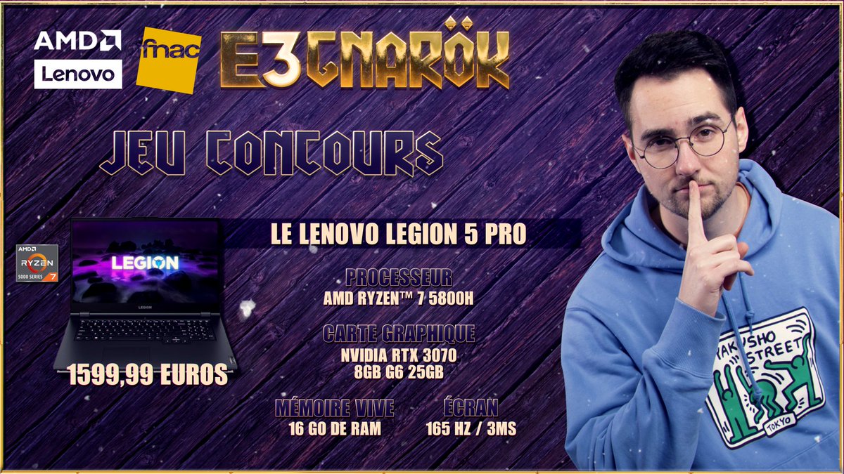 Les amis ! Suite à l'#E3Gnarok et une victoire légendaire de ma commu, je vous fais gagner le Lenovo Legion 5 Pro !

Pour participer c'est simple: 
- RT ce tweet
- follow <a href="/KokaStarcraft/">Koka</a> 
- follow <a href="/Fnac/">Fnac</a> (qui régale)

Merci à @Maghla_ de l'invitation !

A vos RT, TAS le 30/06 à 20h