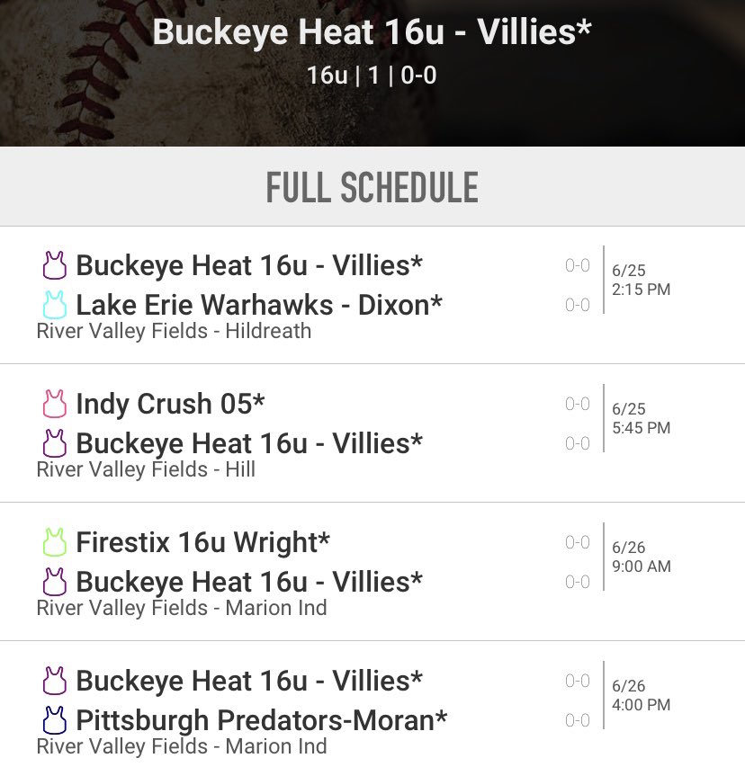 We’re at the River Valley Fields in Marion, OH starting Friday for the Midwest Elite Invite Showcase. Check out our schedule and come watch us play!