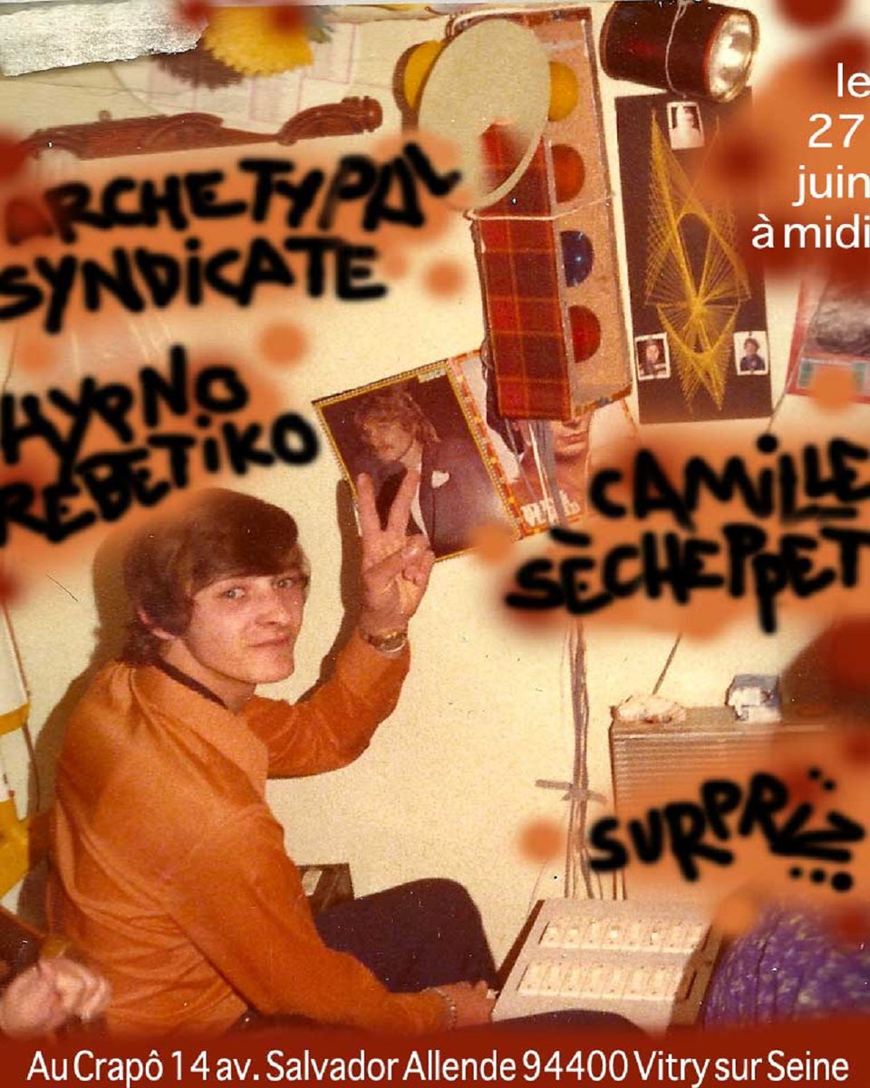 Au Crapo dès midi concert de #hypnorebetiko, de #camillesecheppet, #thearchetypalsyndicate et une artiste surprise ! Organisé par les ami.e.s de la voisine !!
Sur place bar et bouffe !
facebook.com/events/9344628…