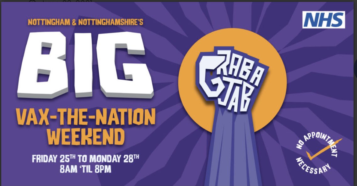 rebeccalangtonn's tweet photo. 🎉💉Vax - the - nation 💉🎉

Walk in vaccinations available Friday - Monday, 8am-8pm this weekend!

💉first vaccinations for anyone aged 18+
💉💉second vaccination for anyone who had their 1st jab before 30th April 

At the Forest Rec, QMC and Kings Meadow Campus https://t.co/jr0MHTDStP