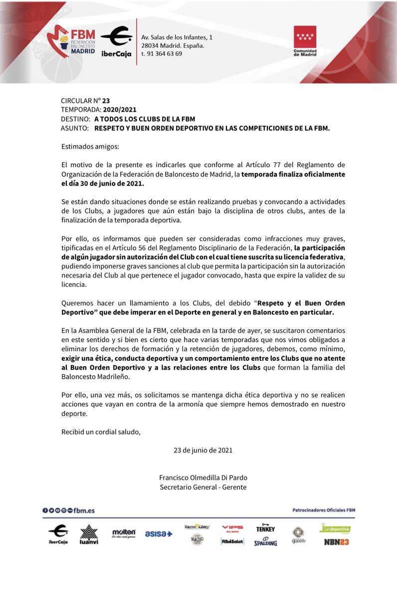 Información Importante de <a href="/FBMadrid/">Fed. Bcto. de Madrid</a>