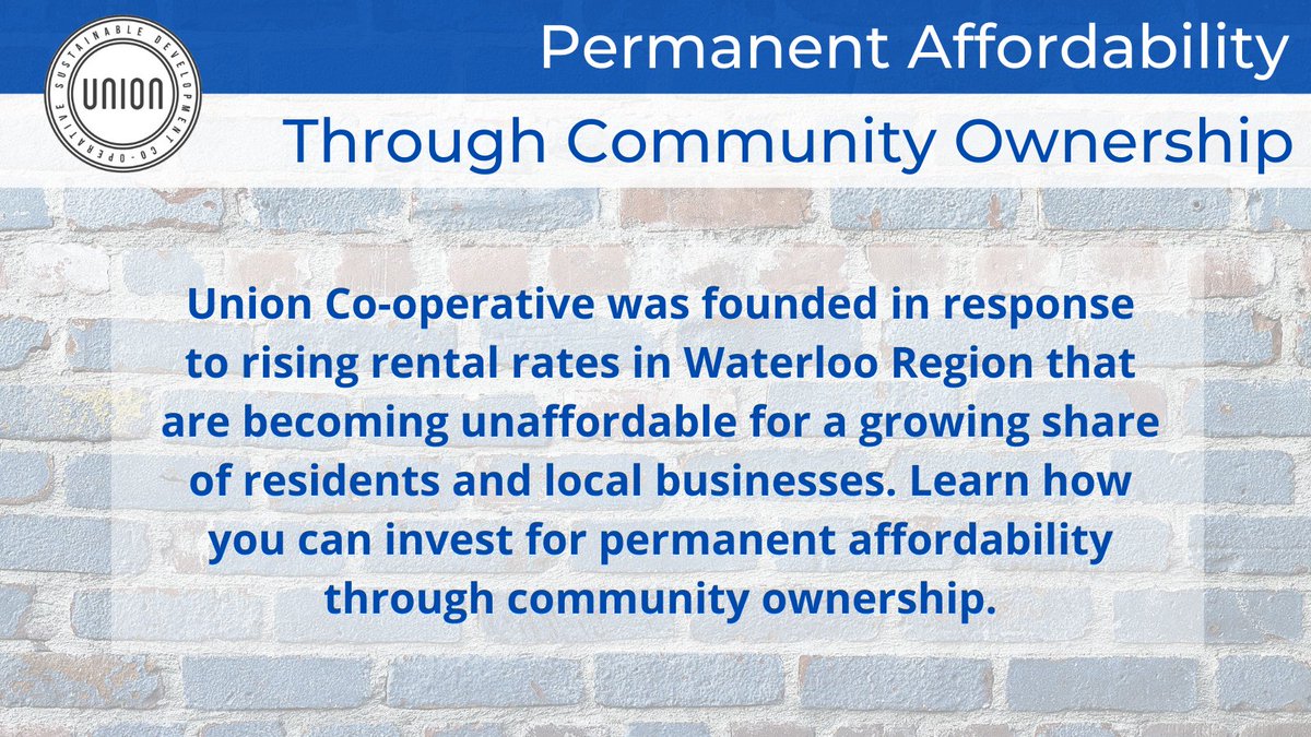 Increasing rents and risk of displacement are making life harder for residents of Waterloo Region. We are working to buy properties for #PermanentAffordability. Learn more about what we do, here. unionsd.coop/whatwedo