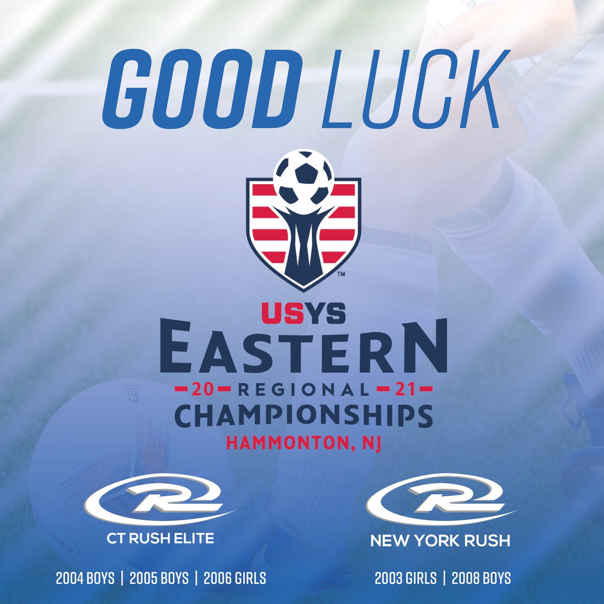 Good luck to all our teams at Eastern Regional Championships!!

Select B08 team will start their games tomorrow and G03 team on Saturday! Safe travels and good luck everyone!!

#NortheastRush #NewYorkRush #nyrushselect #NYSW #USYS #RoadtoFL