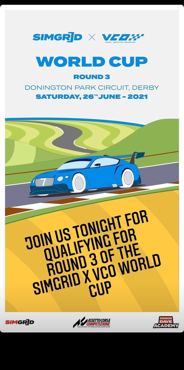 Qualifying for round 3 of the <a href="/sim_grid/">SimGrid</a> x <a href="/vcoesports/">VCO 🕹🏎</a> World Cup tonight! Looking to have a good start to the weekend after a difficult previous round.