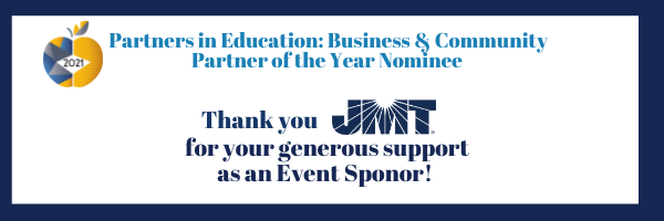 aacpspartners's tweet photo. Thank you JMT for your generous support as an Event Sponsor for the 2021 Business &amp; Community Partner of the Year Awards! #AACPSAwesome #2021PIE #PartnersInEducation #BetterTogether https://t.co/JOaUAMLOSC
