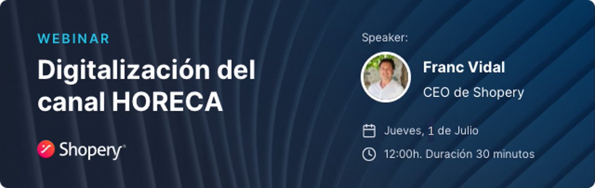 Webinar: Digitalización del canal HORECA. Jueves 1 de Julio a las 12:00h. Te puedes registrar a nuestro Webinar a través del siguiente enlace: hubs.ly/H0QSdCg0
#Marketplace #Digitalización #Alimentación #SaaS #B2B
