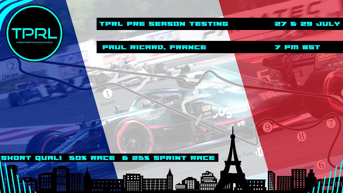 TPRLF1's tweet photo. TPRL S2 PRE SEASON TESTING

Paul Ricard, France

Time to enter a new era👀⏳

27 &amp; 28 July 2021

🎨: @TRT_KFCSEB https://t.co/tglic0gIeG