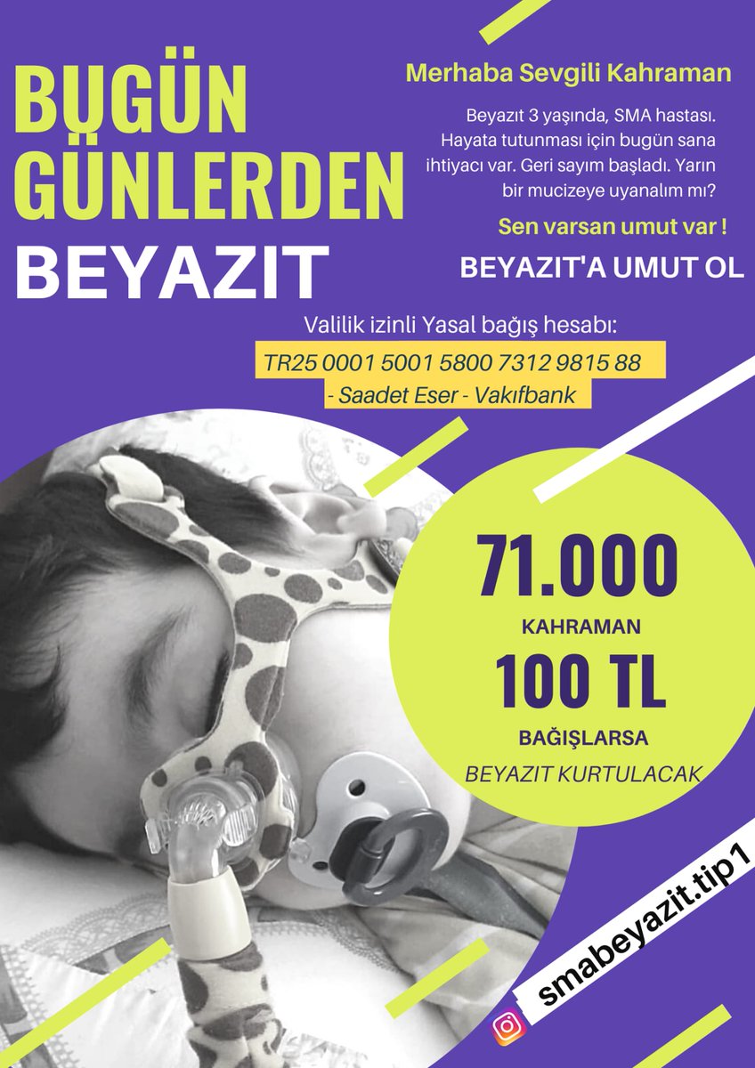 Bugün günlerden Beyazıt 
Onun için ben ne yapabilirim deme.
Elinden geleni yap.
Hiç birşey yapamıyorsan bir tweet at onun için.
Sen varsan umut var

Beyazıt GülsünDiye
Sende var mısın? 🙏🙏