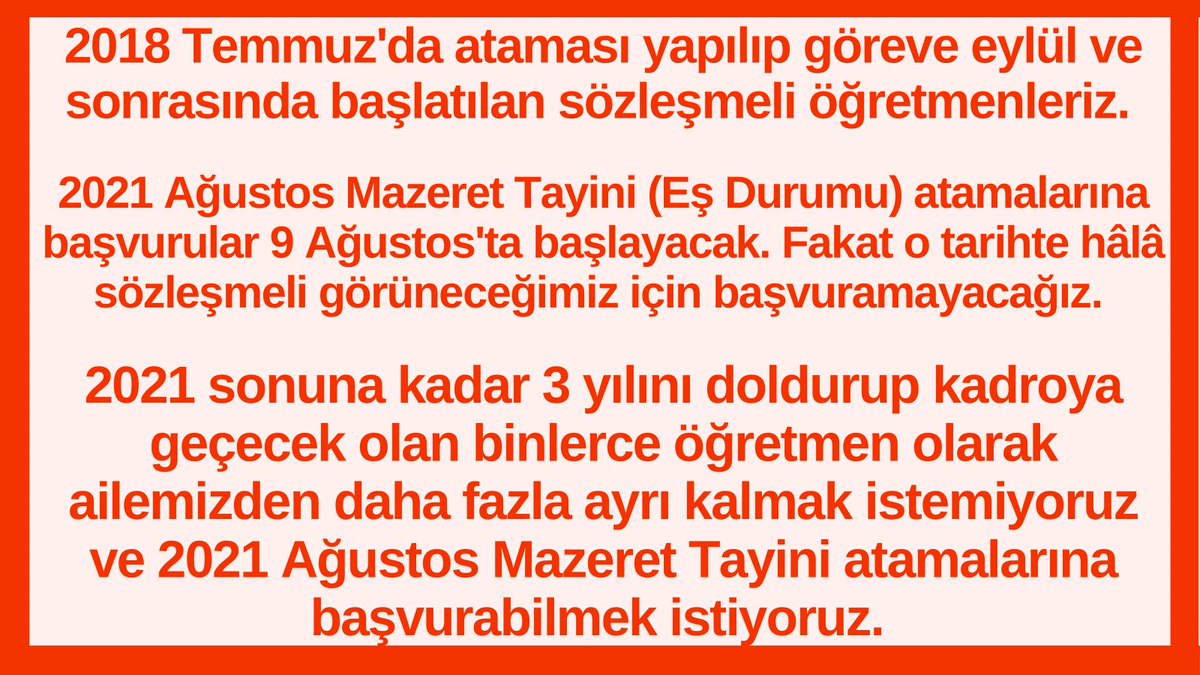 akbop2018's tweet photo. @_aliyalcin_ 3 yıldır hasretle görev yaptık. Çocuklarımızın göz yazı dinsin artık. 2021 Ağustos tayininde ailemize-çocuğumuza kavuşmak istiyoruz.
#2018AtamaAileBirliğiİstiyor
@_aliyalcin_ @ziyaselcuk @omerinan06 https://t.co/fyjjFaXkbb