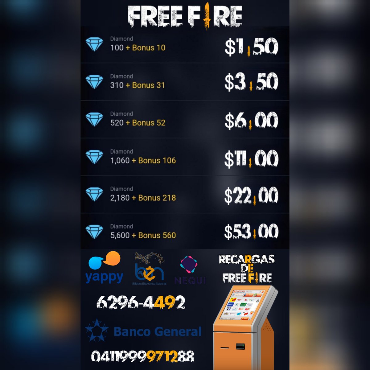 Free Fire - Recarga 2200+220 Diamantes [Digital] - Panama Games