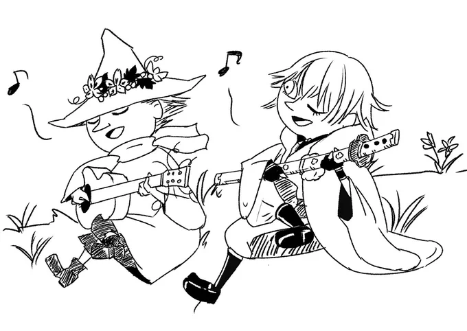 推しがムーミン好きなので、鶴丸クロスオーバー ムーミンの可能性を夢見て描いていた落書きです。 