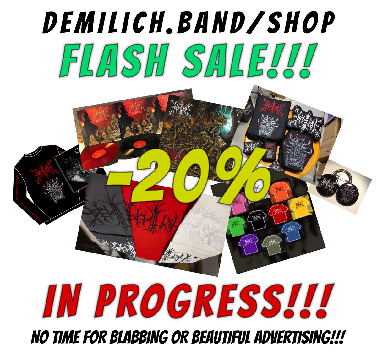 DemilichBand's tweet photo. Only 1 h 47 min left @ https://t.co/dvhAOj854j

#Demilich #FlashSale #DeathMetal #OSDM #FinnishDeathMetal #OSFDM #FinnishMusic https://t.co/i9M0PIL1Yq