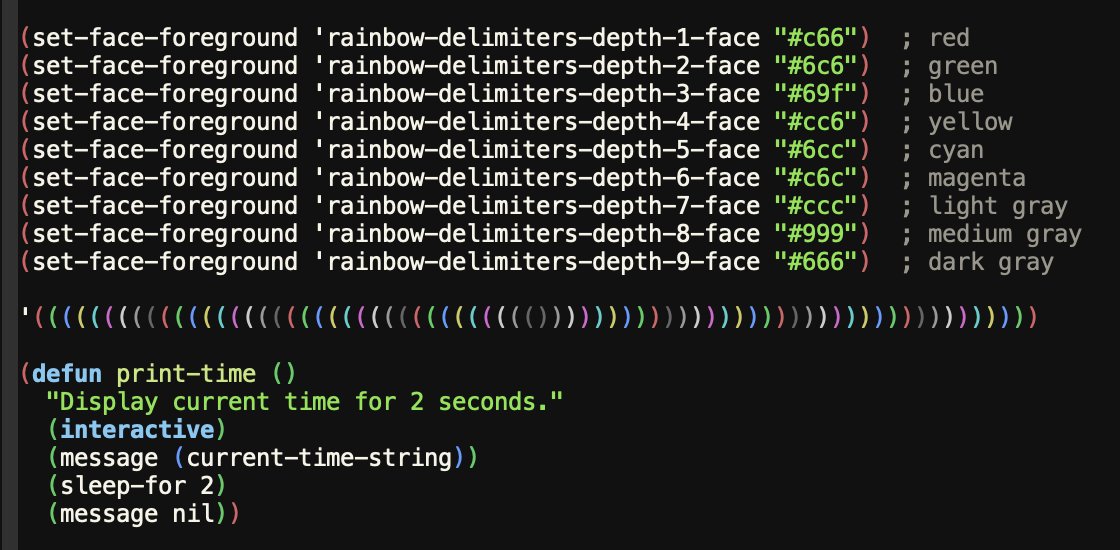 susam's tweet image. Inspired by a recent discussion on the #commonlisp channel of @LiberaChat, after many years of using Emacs + SLIME + Paredit + Rainbow Delimiters, I finally decided to take the plunge and customize Rainbow Delimiters to change its default muted colours to something more lively!