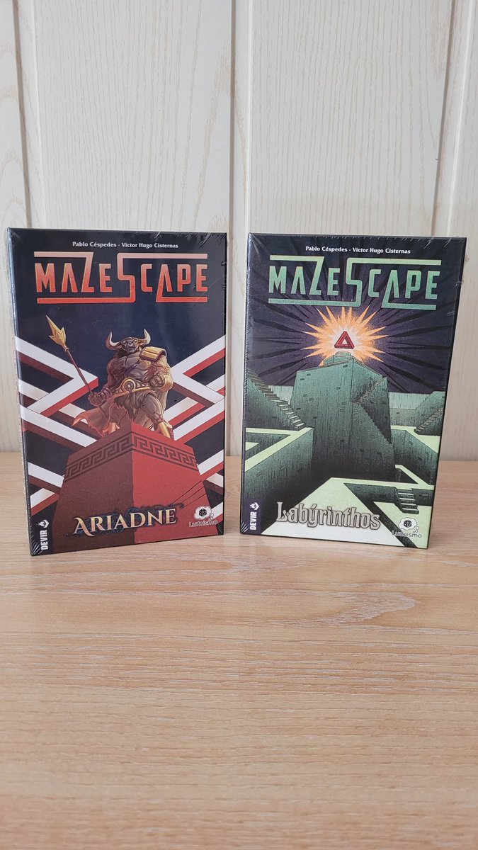 Recién llegados!!! 

Mazescape Ariadne y Labyrinthos !!

De la mano de los amigos de <a href="/DevirIberia/">Devir Iberia</a> !!!

A probarlos y contaros que tal están estos laberintos!!!!😍😍