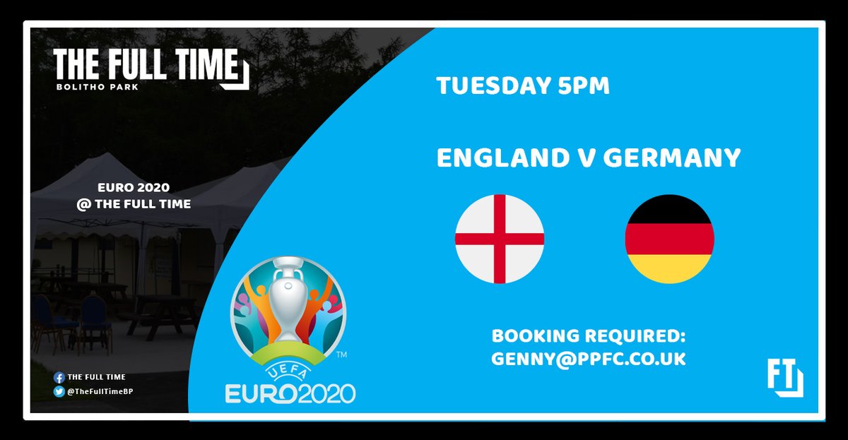 TheFullTimeBP's tweet photo. England 🏴󠁧󠁢󠁥󠁮󠁧󠁿 vs Germany 🇩🇪  

Ahead of the big #EURO2020 fixture next Tuesday, The Full Time will be operating a pre-booking system.

Tables are still available and you can book now by emailing genny@ppfc.co.uk 

We will be open from 4pm on Tuesday 🍻 ⚽️ https://t.co/SbPqqODuPZ