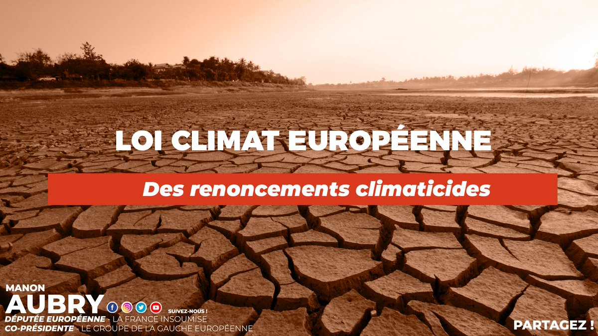 🌍 CLIMAT 🔥
Le Parlement 🇪🇺 vient de voter une loi climat au rabais, très loin de l’ambition nécessaire pour faire face à l’urgence climatique. Un renoncement climaticide. #EUClimateLaw
 
Explications  ⏬