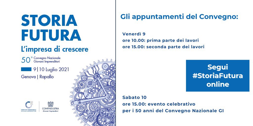 Manca poco a #Storiafutura
🔵 La prima parte dei lavori sarà dedicata ai pilastri del PNRR, dall’innovazione alla sostenibilità.
🔵 Nella seconda parte ragioneremo i nuovi scenari industriali, l’internazionalizzazione e il mondo del lavoro.
Scopri di più: 3reg.it