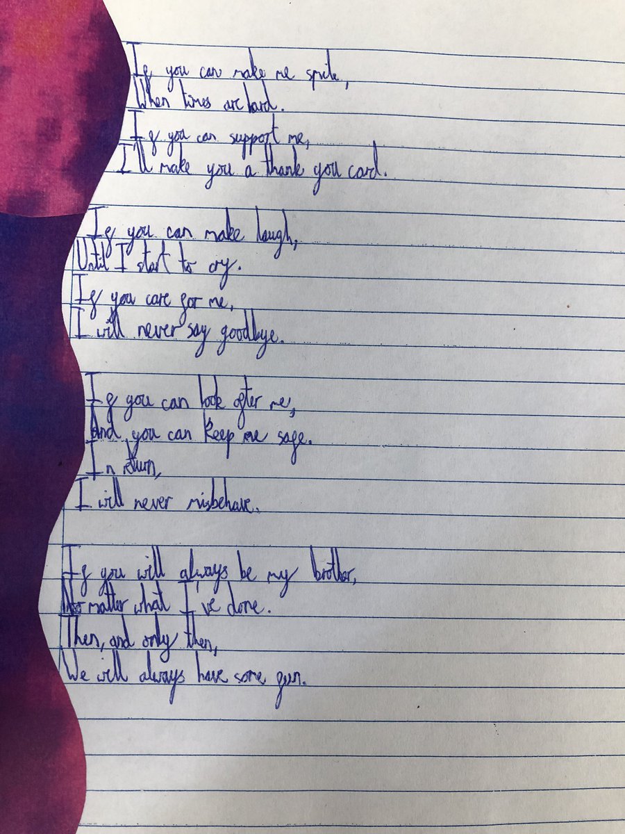 BirchwoodCE's tweet photo. As part of #RSEday Year 5 have been exploring positive relationships. They have written their own poems about what a good relationship should look like #bcepspshe https://t.co/SUq1tEv3Fr