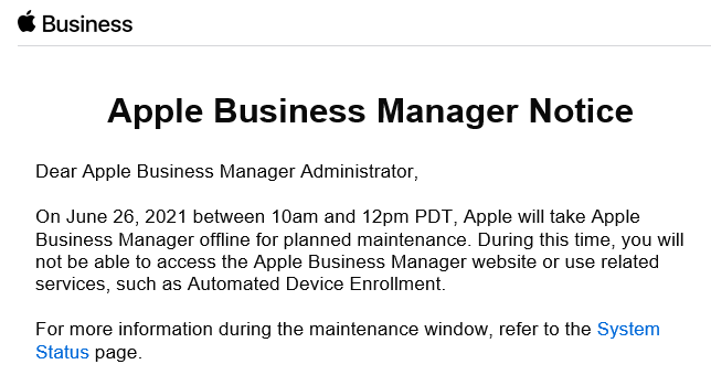 Apple Business Manager Notice 

#Apple #DEP #ABM