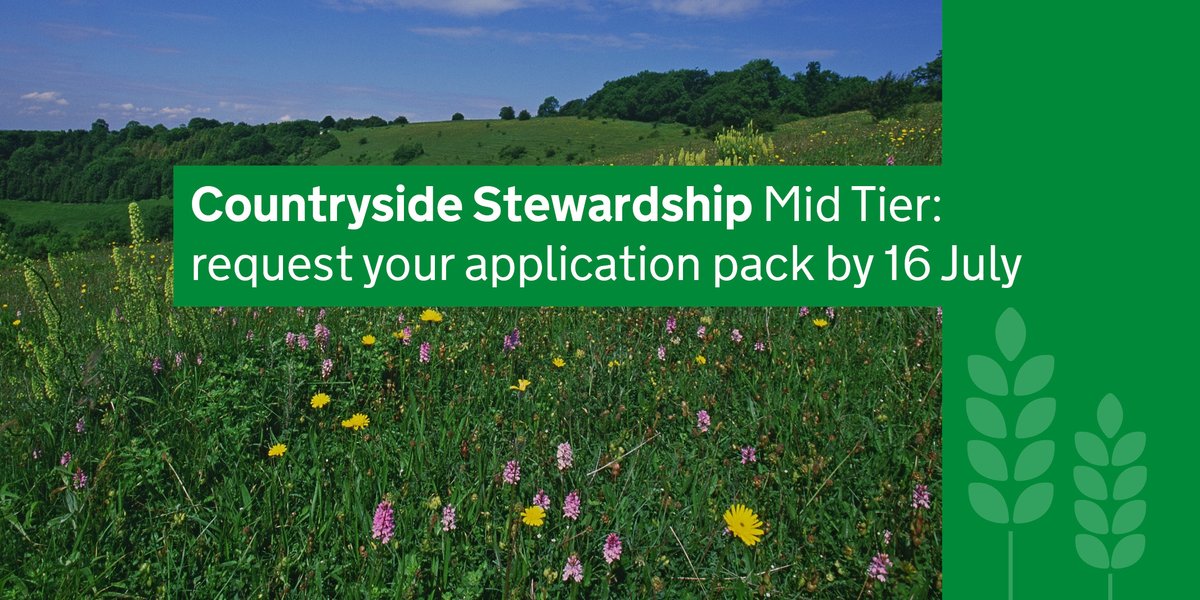 Thinking of applying for Countryside Stewardship Mid Tier but haven’t requested an application pack? You now have until 16 July to request a pack online. Find out more: gov.uk/guidance/mid-t…