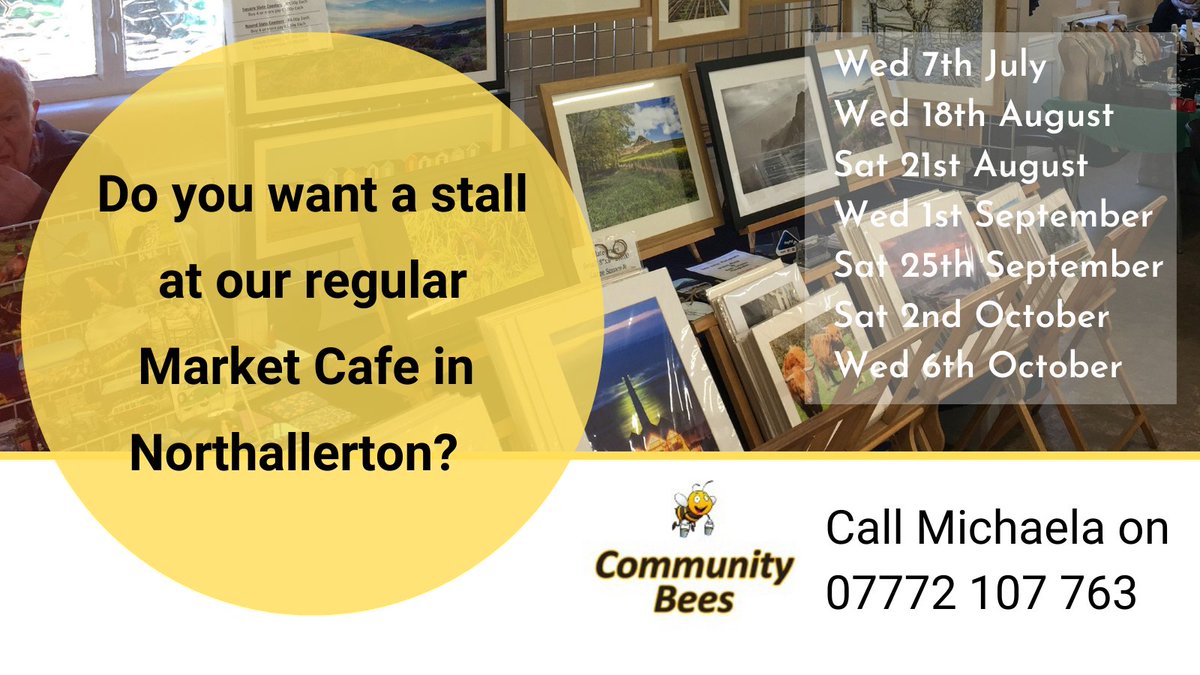 Our Market Cafes are reopening at Northallerton Indoor Market. If you are a crafter or seller and would like a stall, please get in touch. Here's all the details communitybees.co.uk/market-cafes-r…
<a href="/NthallertonMkt/">Northallerton Market</a>