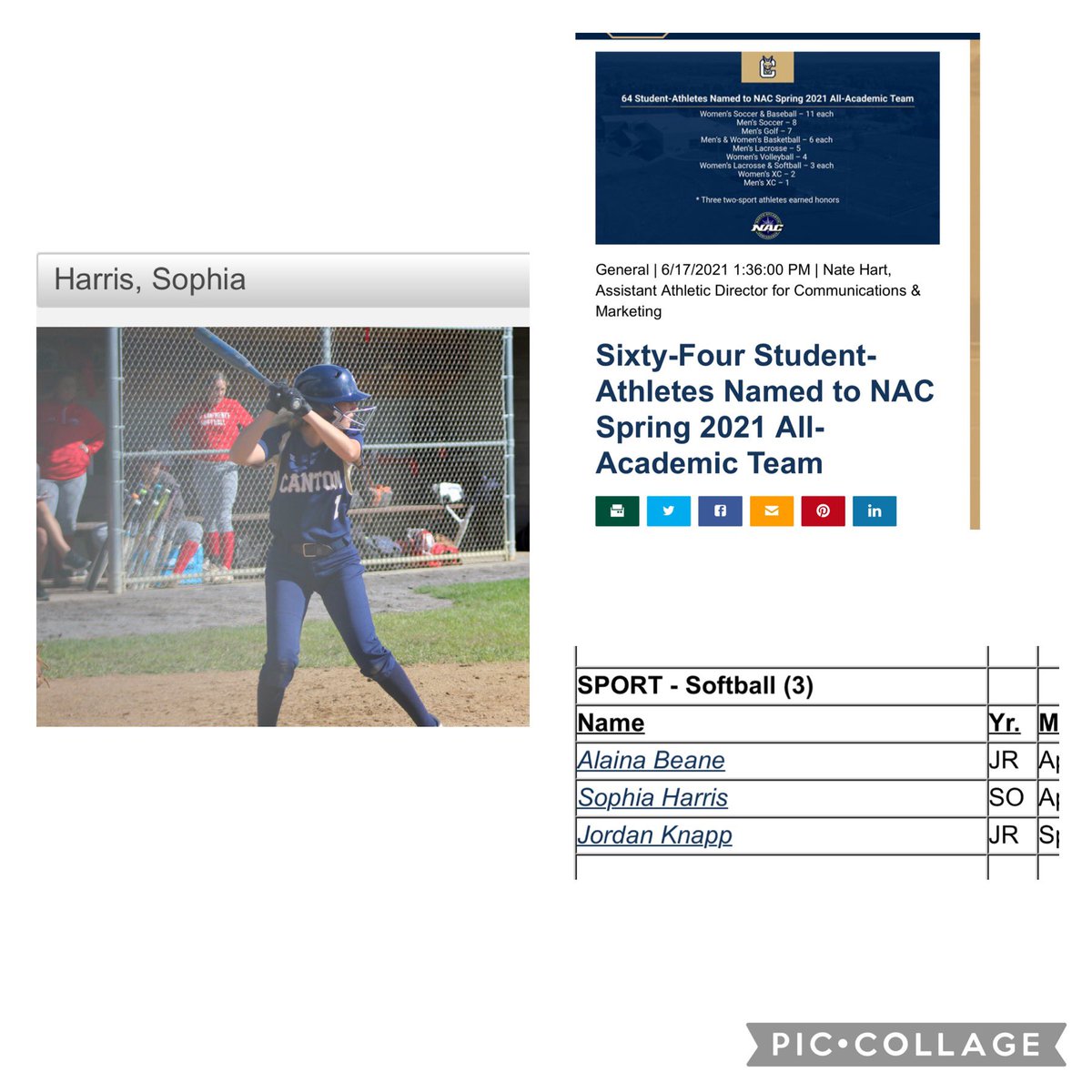 Congratulations Alum Sophia Harris!🥎🥎