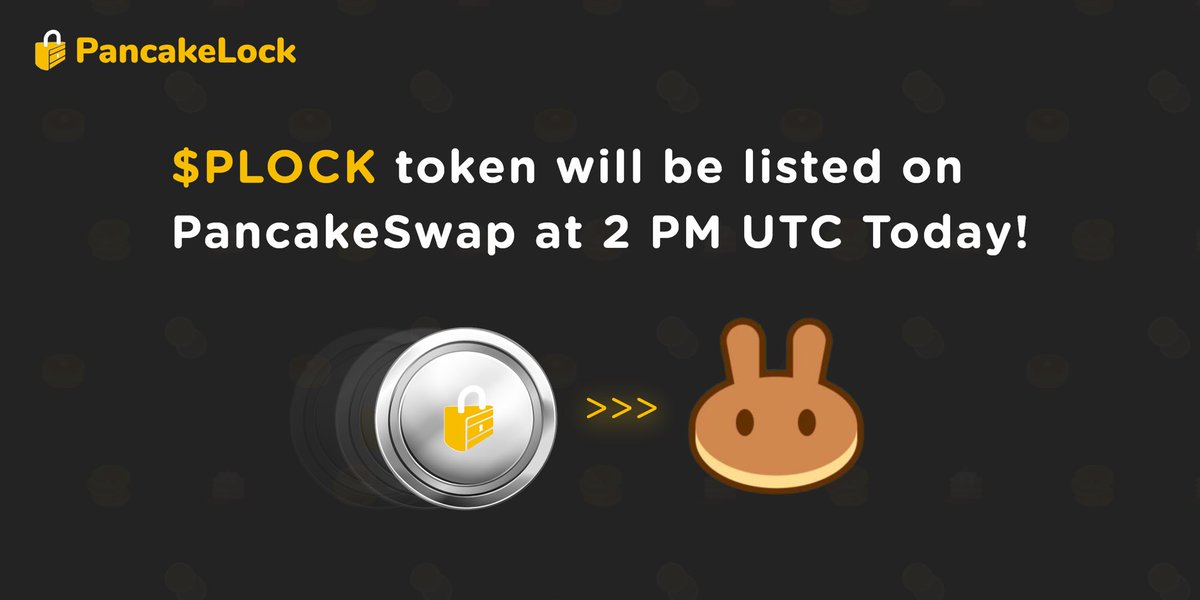 LockiFi's tweet image. 🥞$Pancakelock is listing on PancakeSwap

$PLOCK token will be listed on PancakeSwap by 2 PM UTC Today. 

- All unsold tokens are burned 🔥
- The Team tokens is locked for a year 🔒

Distribution is going to happen simultaneously with the listing.
Stay tuned. 😎