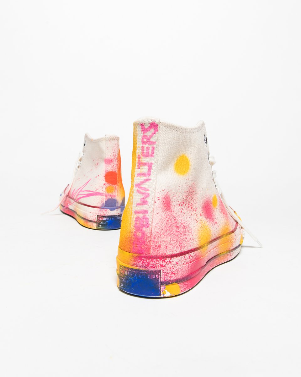 Footpatrol_ldn's tweet photo. There is only a limited amount of time to enter the raffles for the hand painted pair of @robiwalters x Footpatrol Converse and T-shirts. Tickets cost £5/£10 with all proceeds going to 'Grow'. See more: https://t.co/xen49oVMvr #fpcommunit #RobiWalters #Streetwear #Converse https://t.co/qYaqfYMVEZ