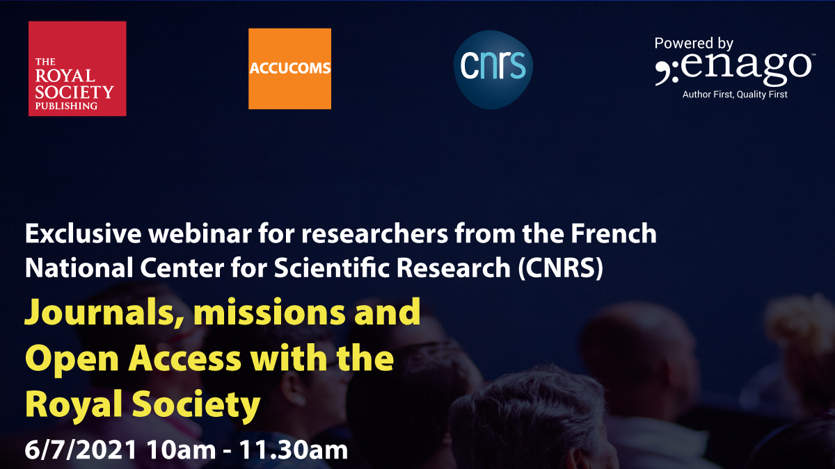 In collaboration with the Royal Society and Enago, we’re hosting a webinar exclusively for researchers from the French National Centre for Scientific Research (CNRS). 

#openaccess #oa #researchers #publishing