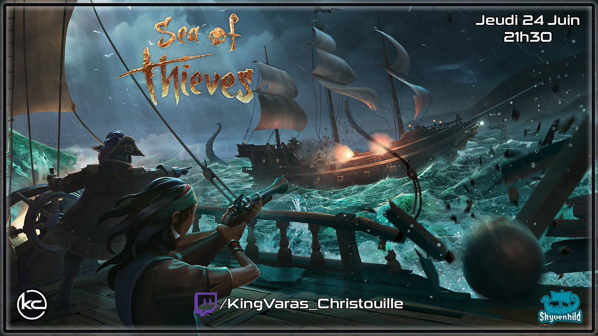 Hey tout le monde ! Ce soir en compagnie de la pirate @Skyvenhild nous voguerons sur la mer des voleurs ! Invoquera-t-elle le légendaire... KRAKEN ?!?
twitch.tv/KingVaras_Chri…