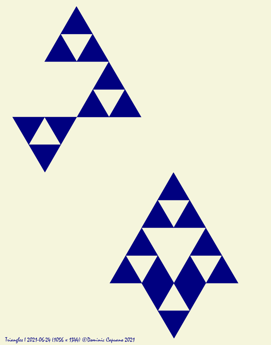 DominicCapuano's tweet photo. Triangles I 2021-06-24 (1056 x 1344)
Copyright Dominic Capuano 2021
#geometrysketchbook #GeometricArt #art #artistsontwitter #generative #generativeart #javascriptart #codeart #calculateart #creativecoding #geometry #mathart #javascript #canvas #HTML5 #triangles https://t.co/GNHYXlPWRn