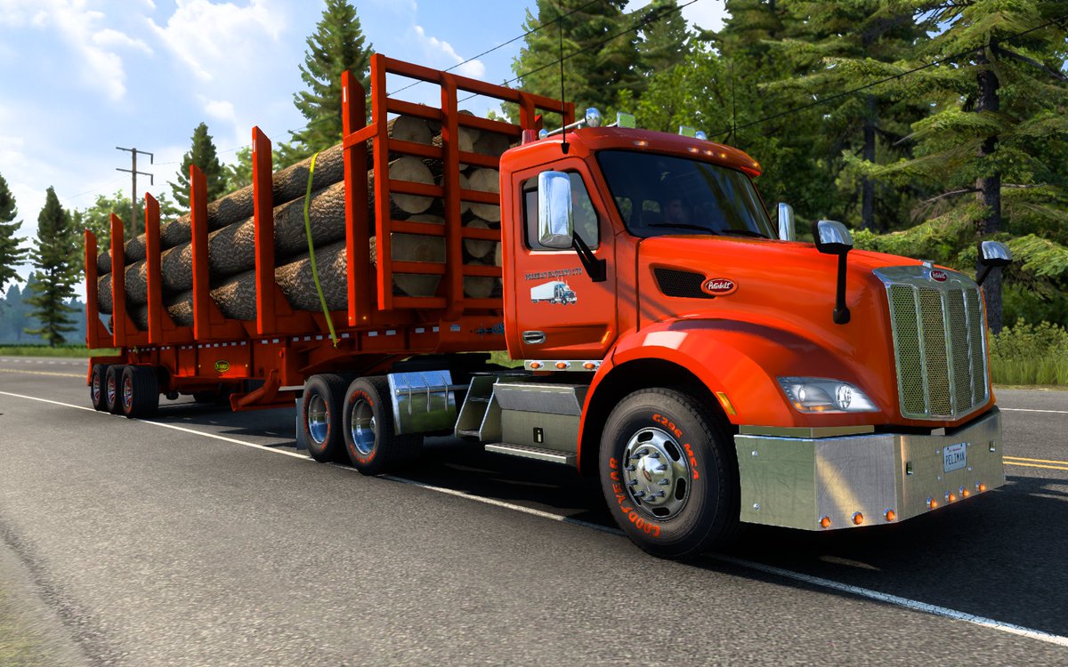 PelimanL's tweet photo. I love my new Peterbilt logging truck. 🌲🪵🪓
#scssoftware 
#Americantrucksimulator
#ATS
#Readyforwyoming
#BestCommunityEver
#Peterbilt https://t.co/U8ndgpETOH