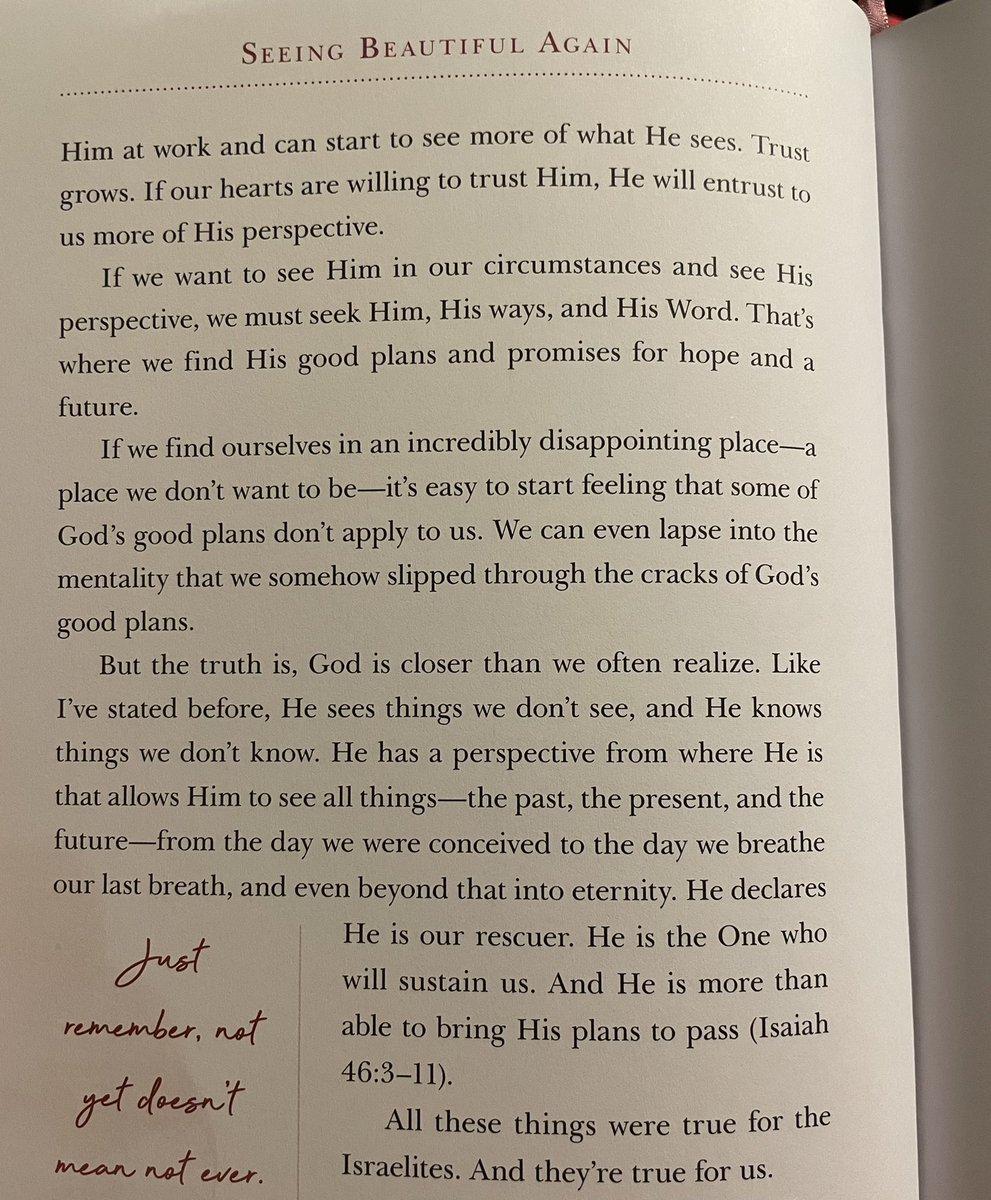 TBLVCB's tweet photo. “If we want to see Him in our circumstances and see His perspective, we must seek Him, His ways, and His Word. That’s  where we find His good plans and promises for hope and a future.” #SeeingBeautifulAgain 
@LysaTerKeurst https://t.co/UxPBGghkbS