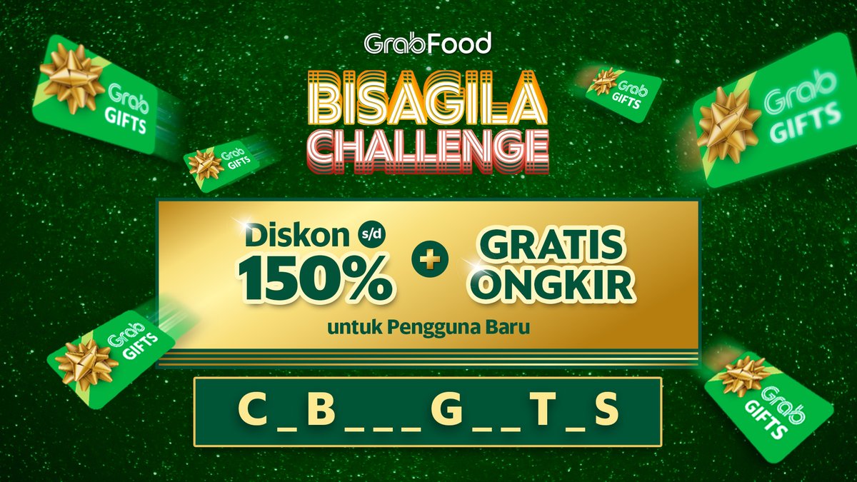 GrabID's tweet photo. GIVEAWAY GRABFOOD LAGI!
Aku mau bagiin lagi nih voucher GrabFood 5JUTA buat 10 orang (500rb/orang).

Cukup LIKES, RT tweet ini dan reply sebanyak mungkin promo GrabFood apa yang diskonnya s/d 150% + gratis ongkir pake hestek #BisaGilaGrabFood ya! 

Clue ada di gambar. Gas✨ https://t.co/pb43AYY2Fu