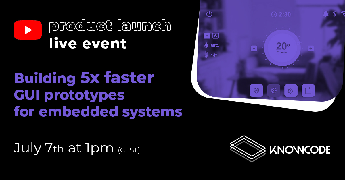 KnowCodeApp's tweet image. We're very happy with what is coming: our Product Launch 😊. Please, join us at this important moment. Let's discuss #EmbeddedSystems and how to speed up  #GUI development. This is a special call for #TouchGFX users and #Embedded Engineers 🕶.
Access now: content.knowcode.app/knowcode-produ…