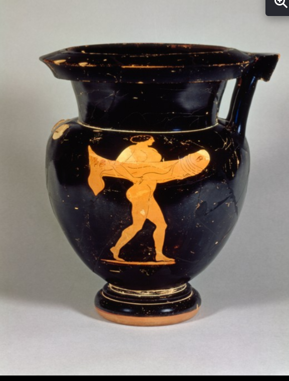 BitterSappho's tweet photo. Utterly obsessed with this 2500 year old painting of a beefy woman carrying a gigantic penis. Who IS she?? I love her. https://t.co/UbJagpdOQW