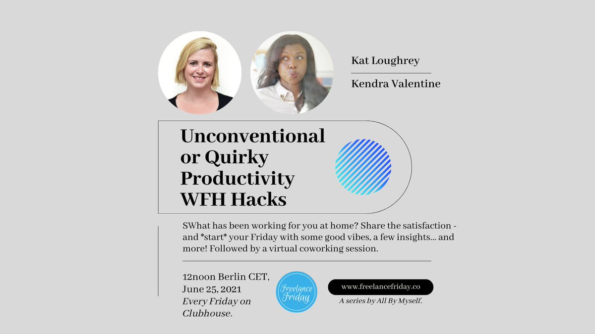What has been working for you at home? 💪 Share the satisfaction - and *start* your Friday w/ some good vibes, a few insights + more!

Join the conversation on <a href="/Clubhouse/">Clubhouse</a> - Jun 25, 12noon: bit.ly/FFCHJUN25

Followed by a virtual coworking session (<a href="/workfrom/">Workfrom</a>)💻