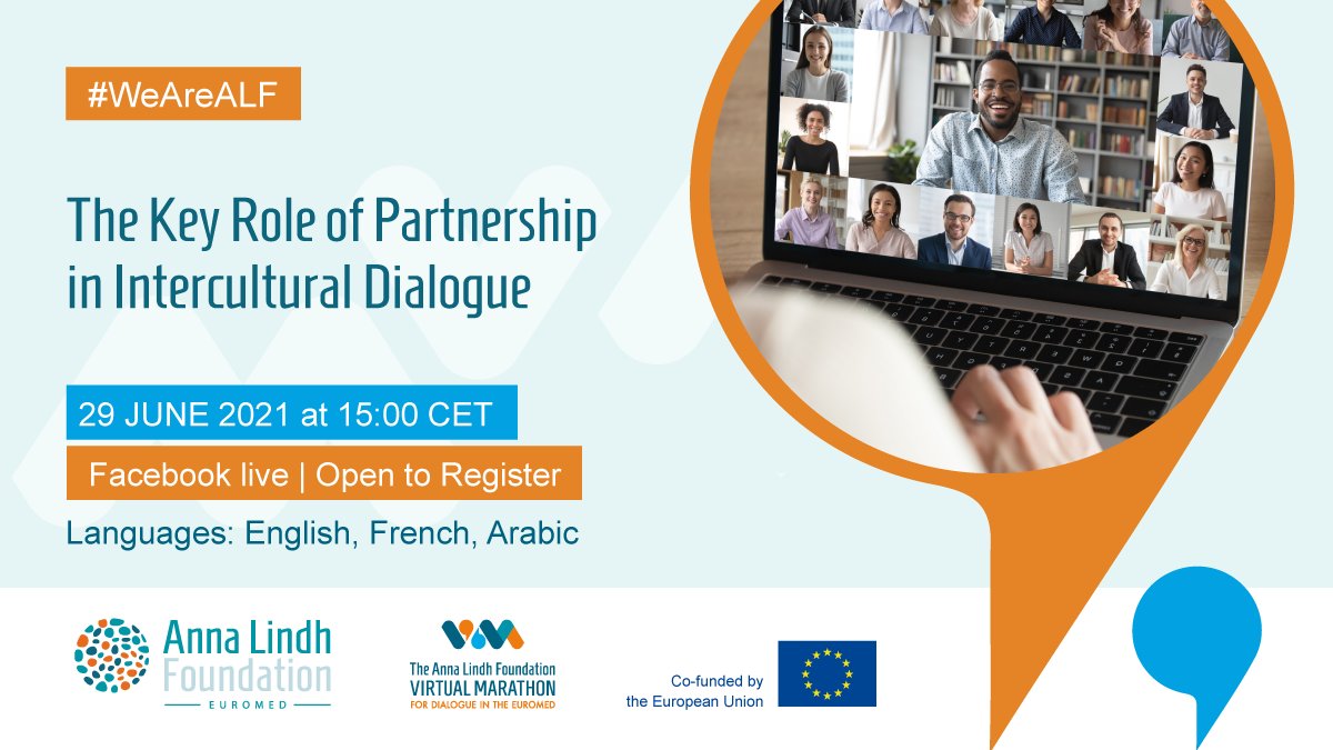 The is an ALF Virtual Marathon event!
Next week #42days42networks conversation is titled: “The Key Role of Partnership in Intercultural Dialogue”.
 
👉29 JUNE 2021 at 15:00 CET

📌Register here: bit.ly/35QnZu2
📌More info: bit.ly/3jgXG7U

#WeAreALF #ALF4Dialogue