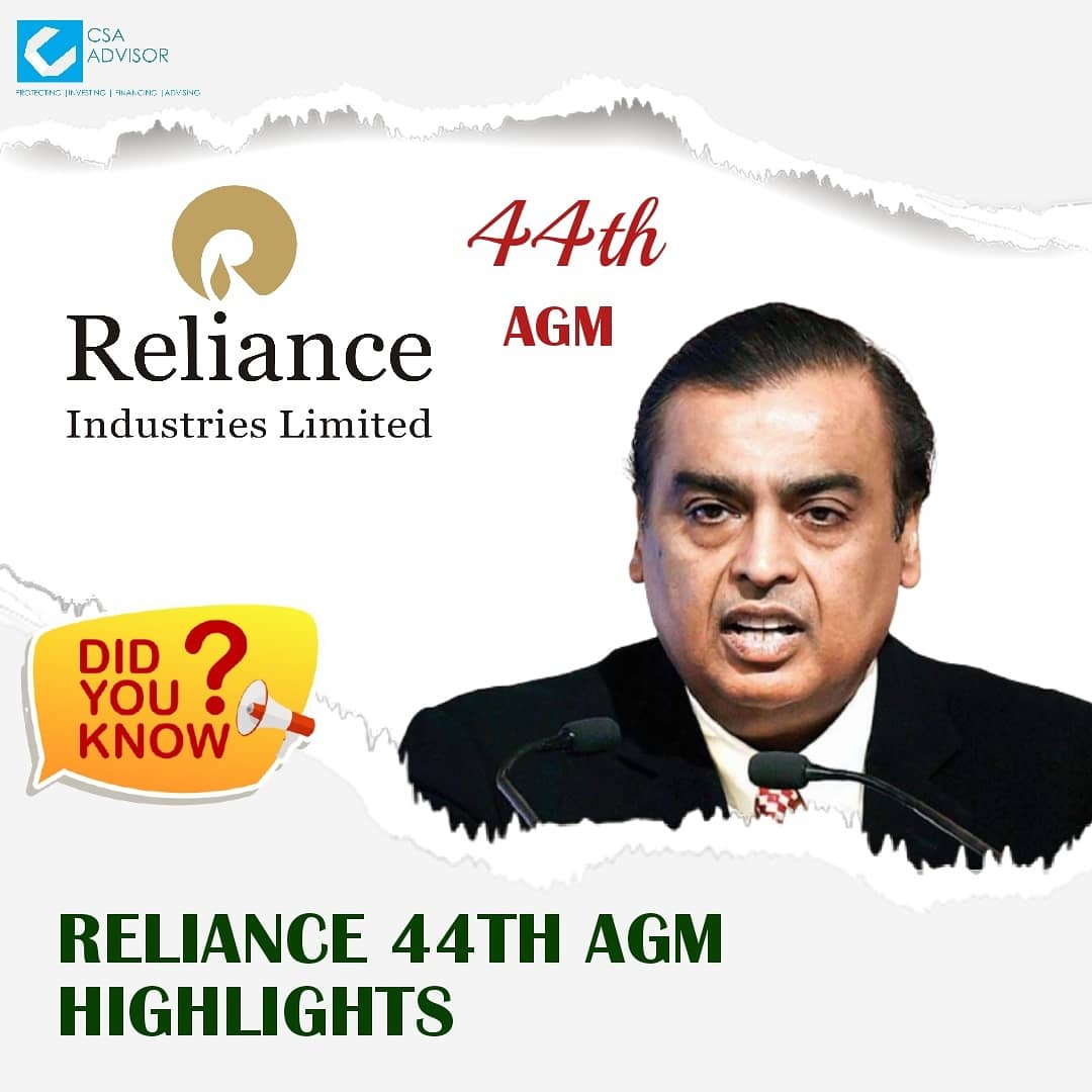 csa_advisor's tweet photo. Reliance 44th AGM Highlights

#csaadvisor #csamanagementconsultantprivatelimited #Reliance #AGM #44thAGM #Ambani  #finance #news https://t.co/iFWIzra5Wk